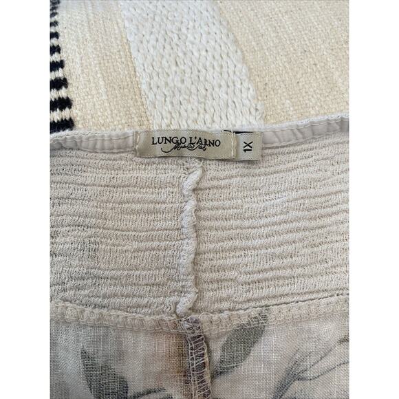 Lungo Larno Floral Linen Top Size 1X Cap Sleeve Lightweight Boho XL Lagenlook - Picture 8 of 13